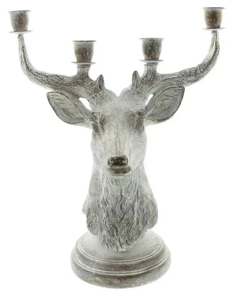 Home-trends24.de Hirsch Kerzenständer Silber Polyresin - Bild 3