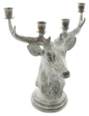 Home-trends24.de Hirsch Kerzenständer Silber Polyresin Bild 4