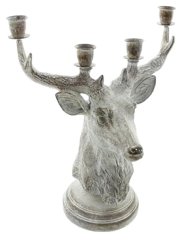 Home-trends24.de Hirsch Kerzenständer Silber Polyresin - Bild 4