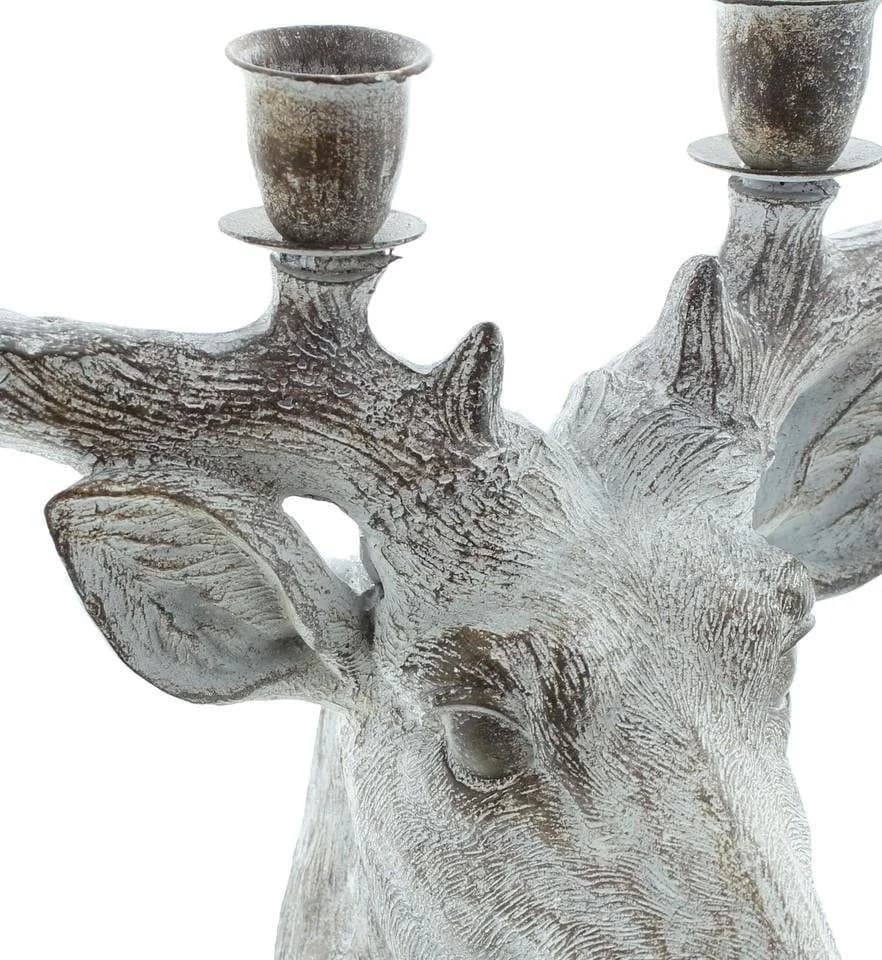 Home-trends24.de Hirsch Kerzenständer Silber Polyresin - Bild 5