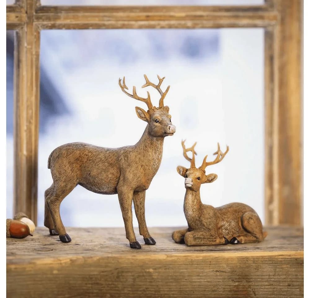 Home-trends24.de Hirsch-Figur Paar Dekofigur Weihnachten Winter Polyresin