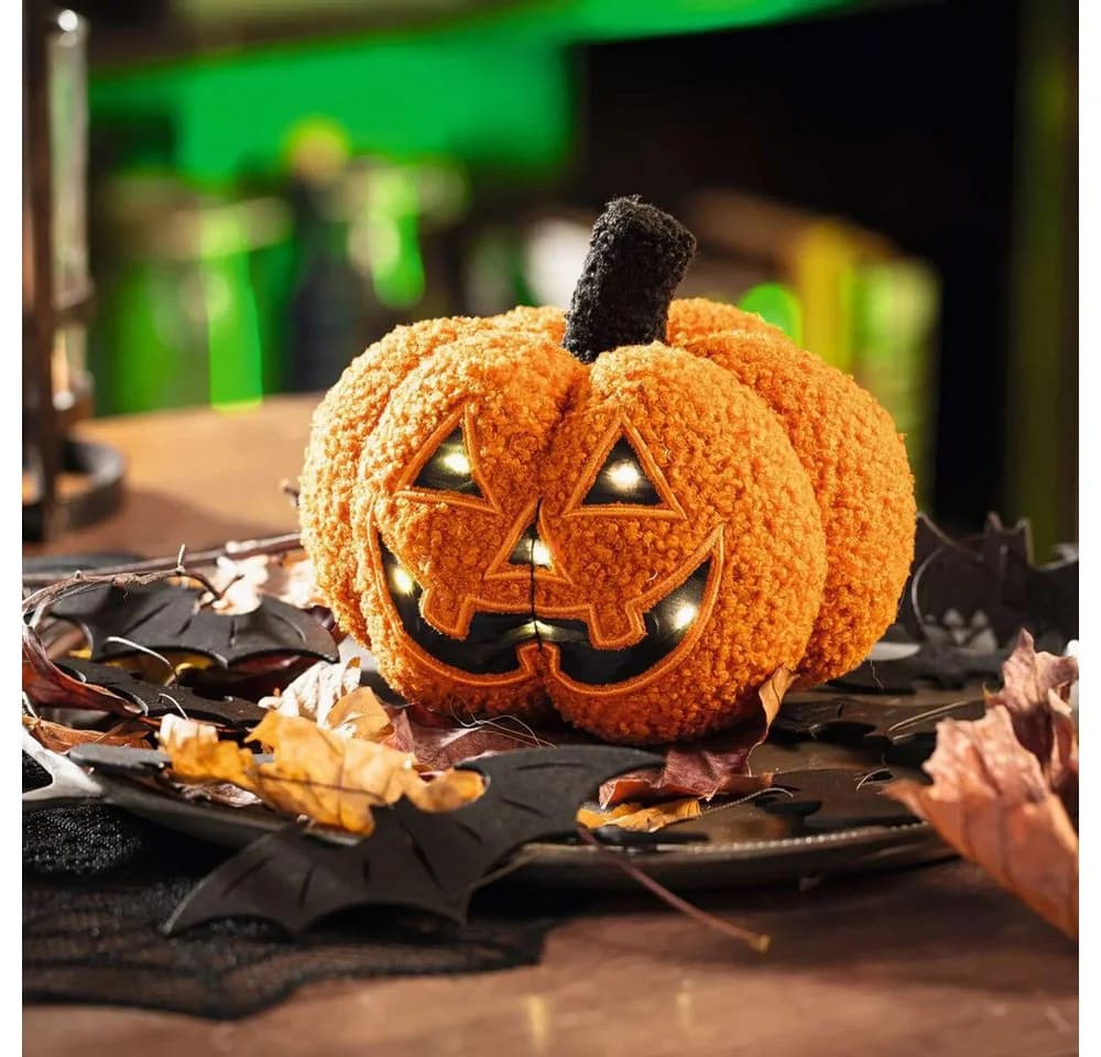 Home-trends24.de LED Dekofigur Kürbis Halloween Teddy Orange