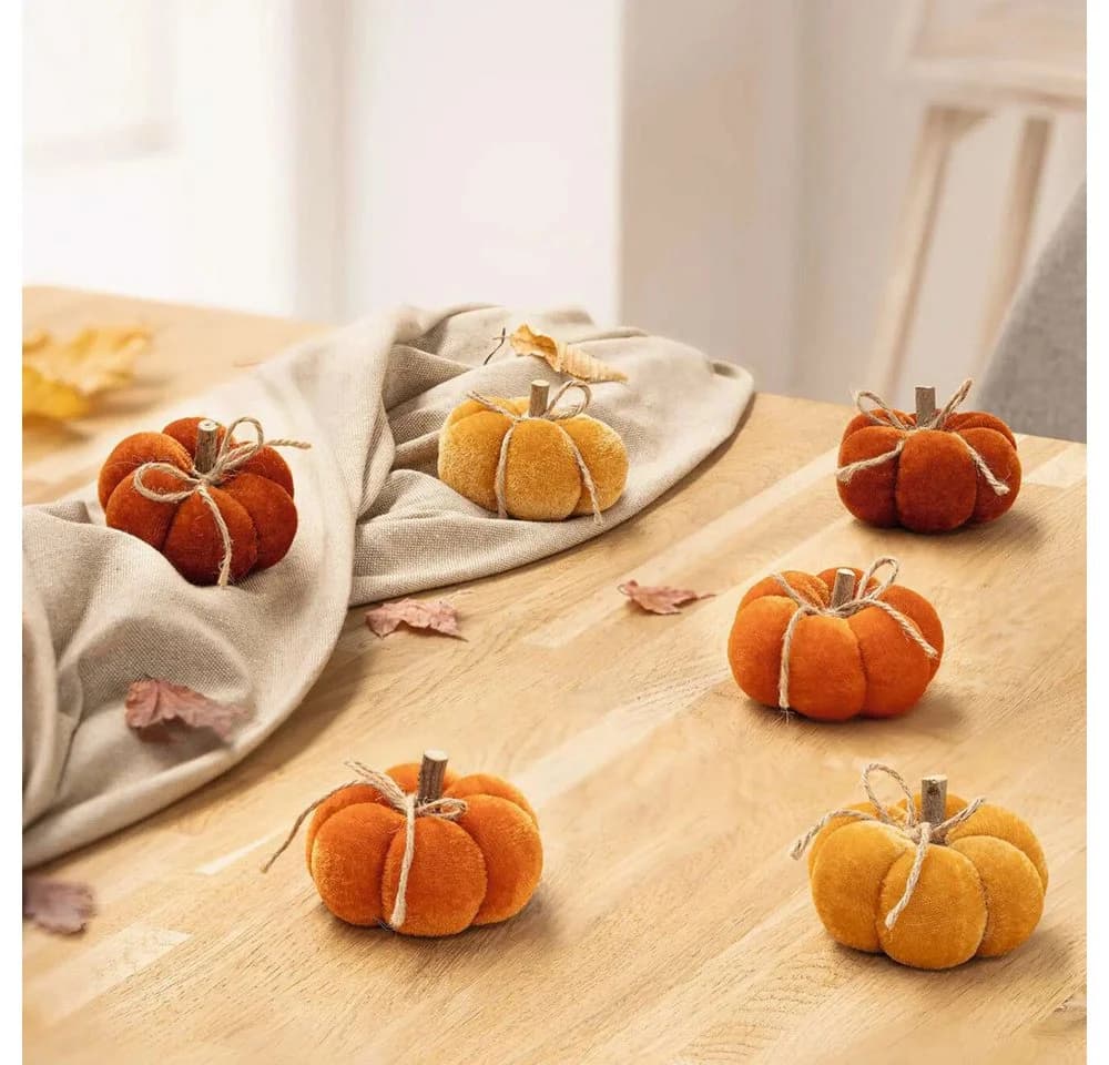 Home-trends24.de Dekofigur Kürbis samtweich Herbst Tisch Deko 6er Set