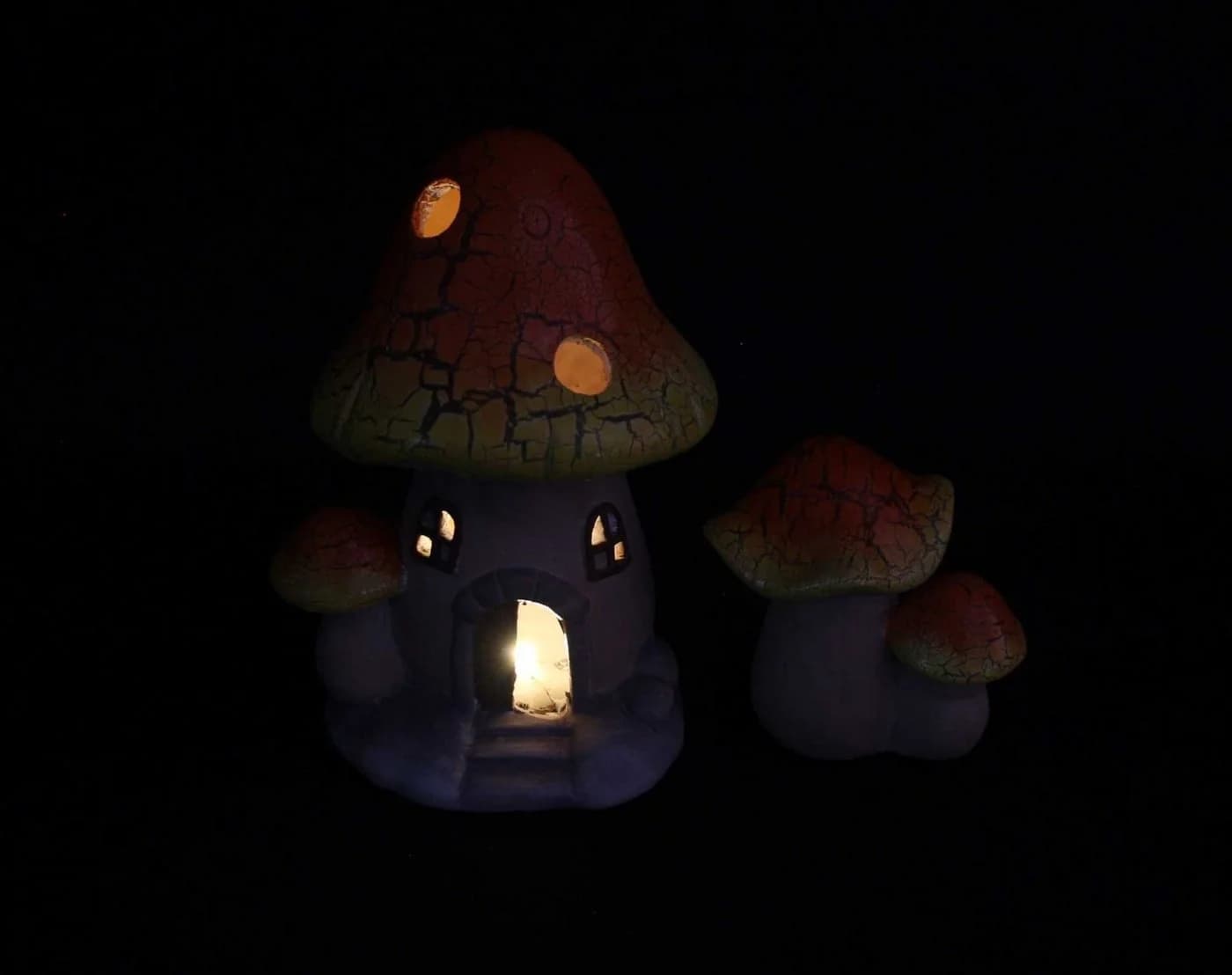 Home-trends24.de LED Dekofigur Pilz Haus 2er-Set Terrakotta - Bild 3