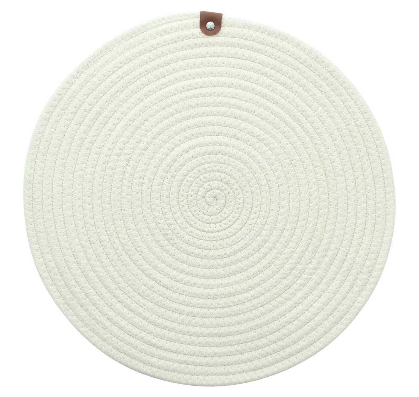 Home-trends24 Platzset 2er-Set Weiß Offwhite Baumwolle mit Kunstleder