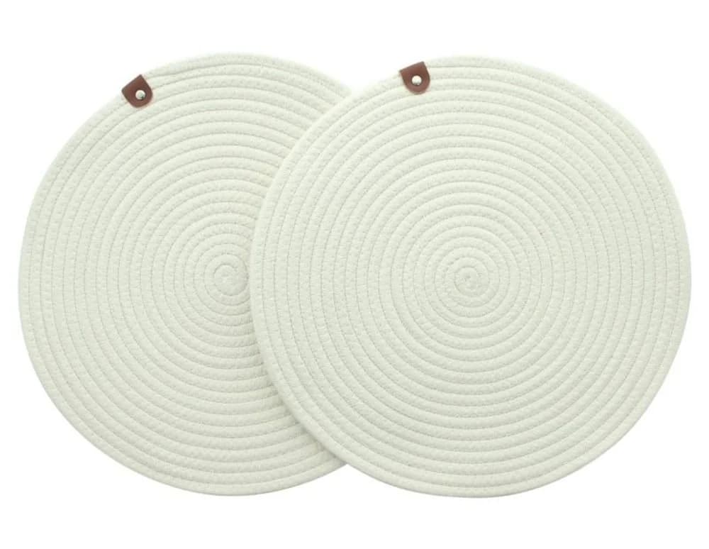 Home-trends24 Platzset 2er-Set Weiß Offwhite Baumwolle mit Kunstleder - Bild 2
