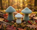 Home-trends24.de Dekofigur Pilz 3er Set Grün Porzellan Bild 1
