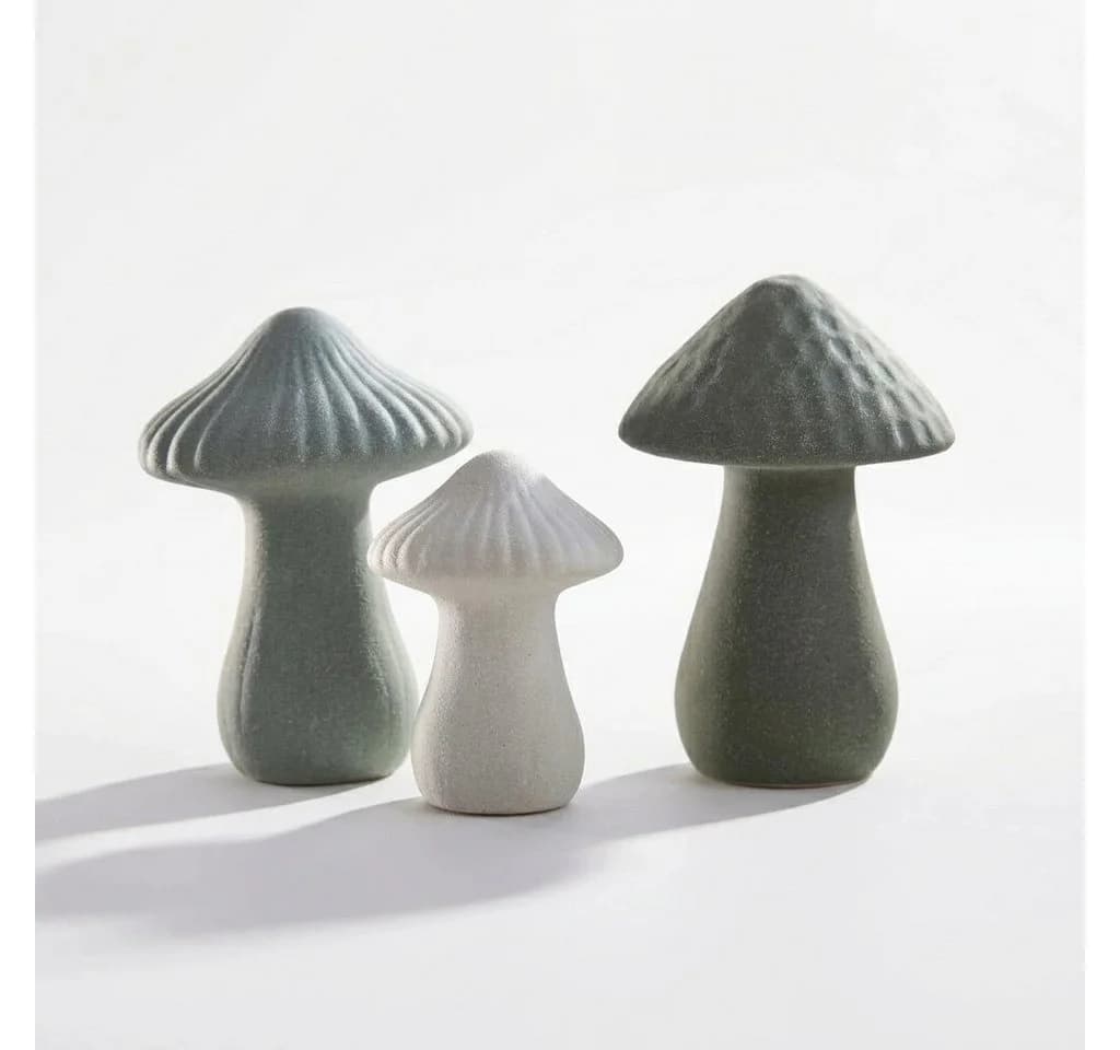 Home-trends24.de Dekofigur Pilz 3er Set Grün Porzellan - Bild 2