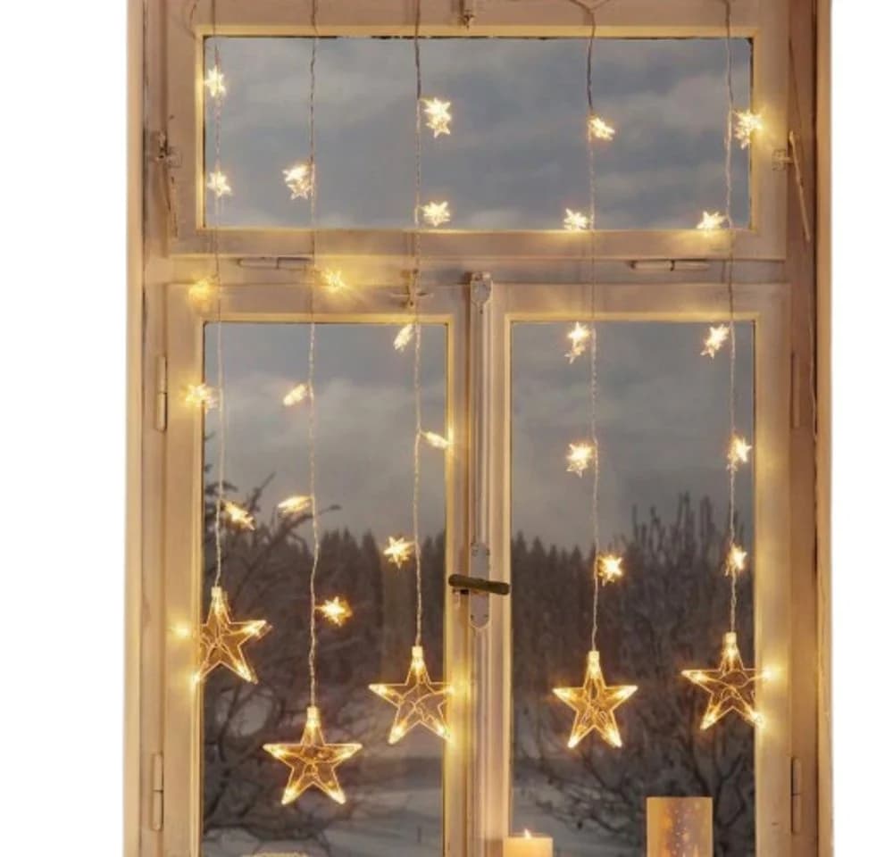 Home-trends24.de LED-Lichtervorhang Warmweiß Timer Sterne - Bild 2