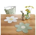 Home-trends24.de Platzset Blume Kunstleder Tischset grün weiß 2er-Set Bild 2