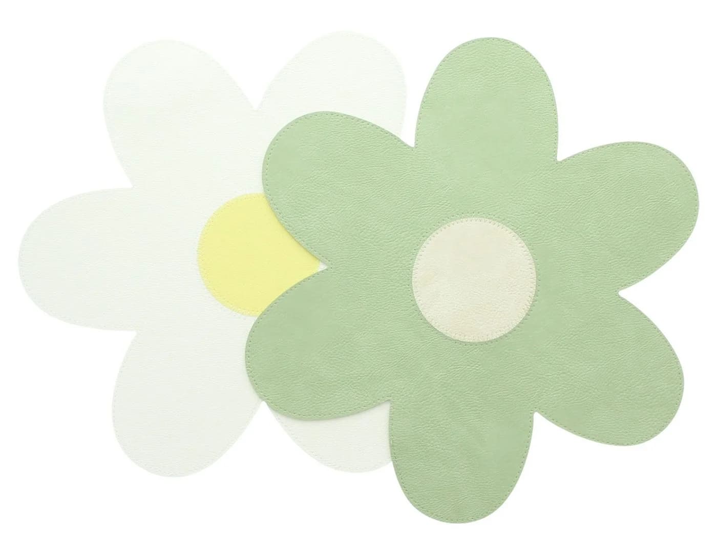 Home-trends24.de Platzset Blume Kunstleder Tischset grün weiß 2er-Set - Bild 3