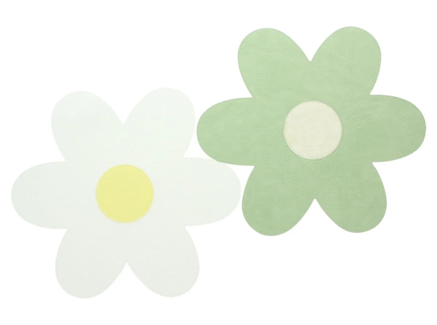 Home-trends24.de Platzset Blume Kunstleder Tischset grün weiß 2er-Set - Bild 4