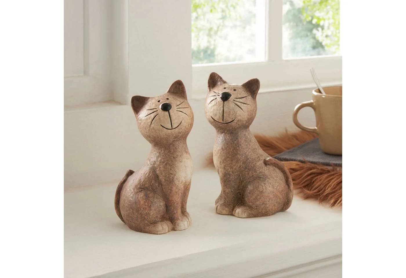 Home-trends24.de Dekofigur Katze Terracotta 2er-Set 16 cm