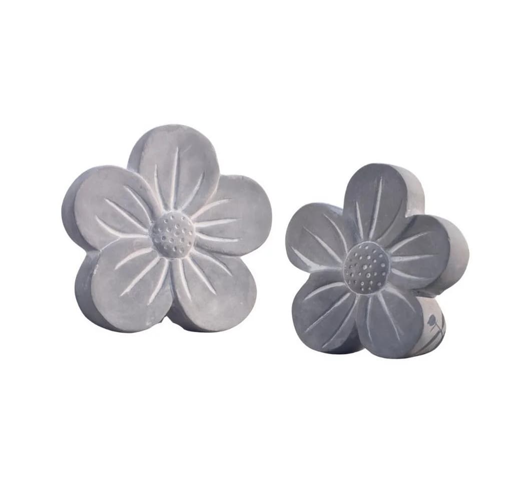 Home-trends24.de Gartenfigur Blume Zement Deko Figur 2er Set Weiß - Bild 2