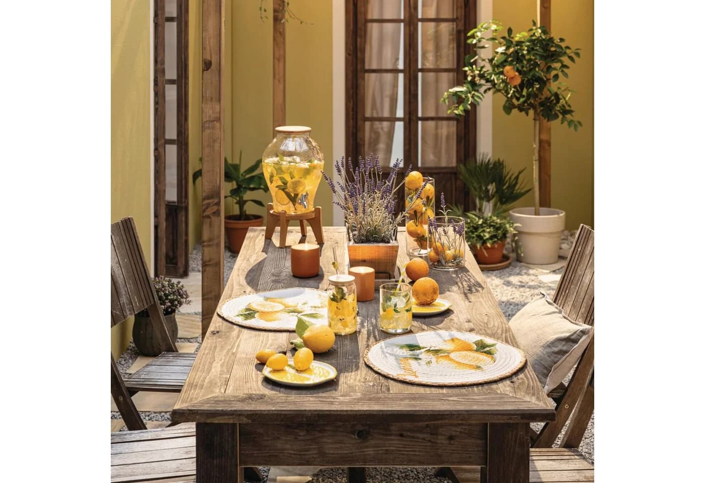 Home-trends24.de Platzset Lemone 2er Set Gelb/Weiß Polyester - Bild 3