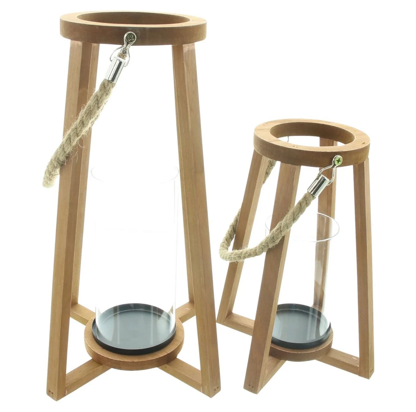 Home-trends24.de Kerzenlaterne 2er Set Holz Schwarz Jute - Bild 4