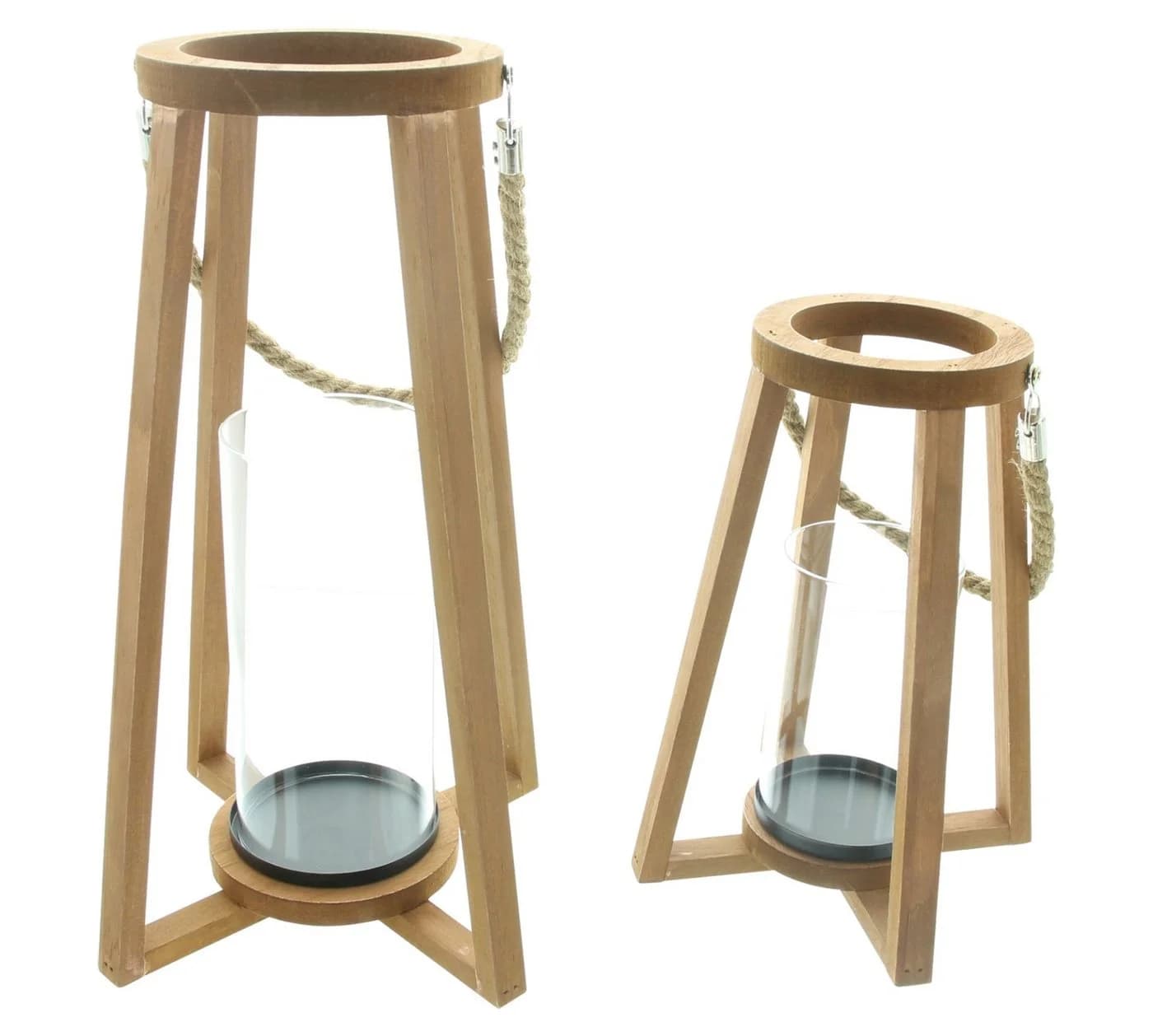 Home-trends24.de Kerzenlaterne 2er Set Holz Schwarz Jute - Bild 5