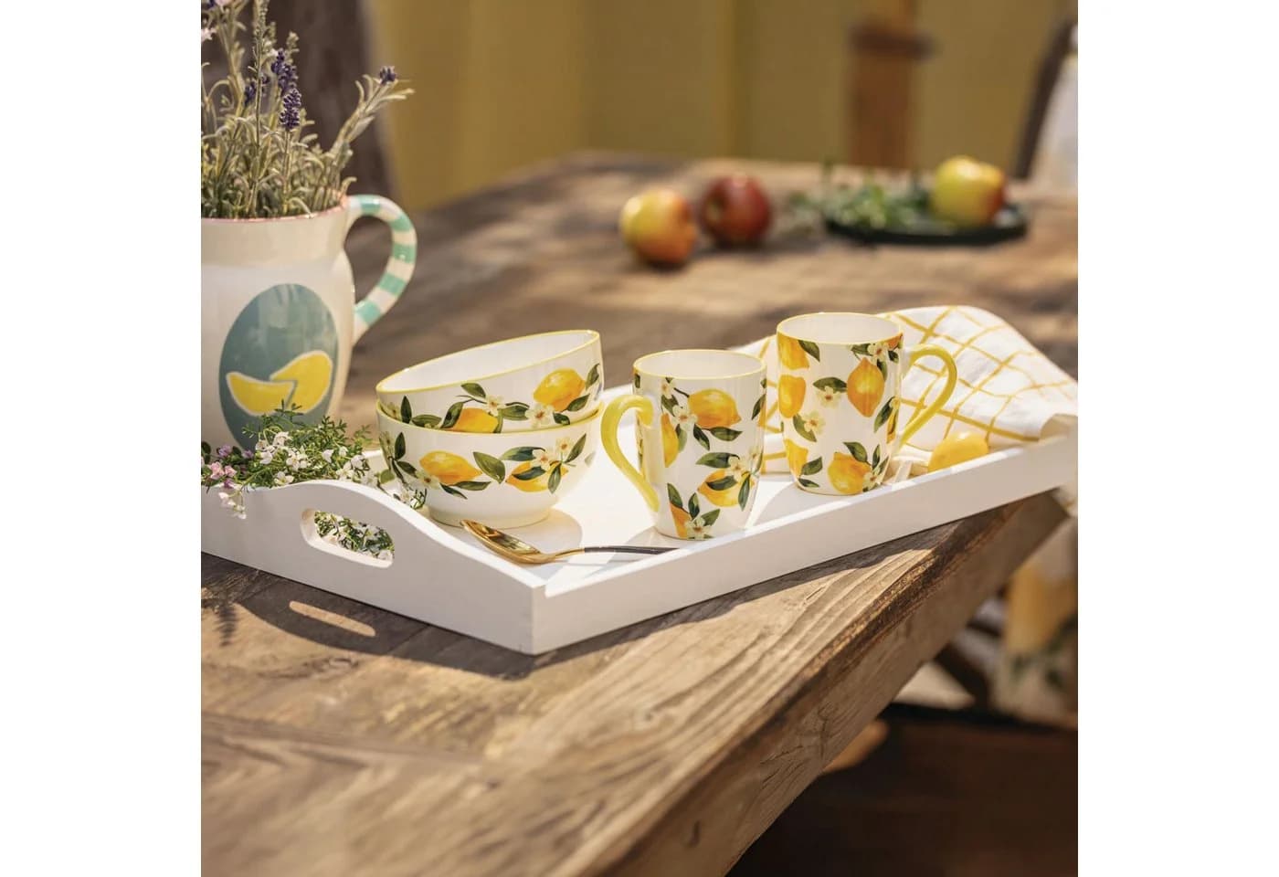 Home-trends24.de Geschirr-Set Lemon Steingut 2er-Set Gelb/Weiß - Bild 2