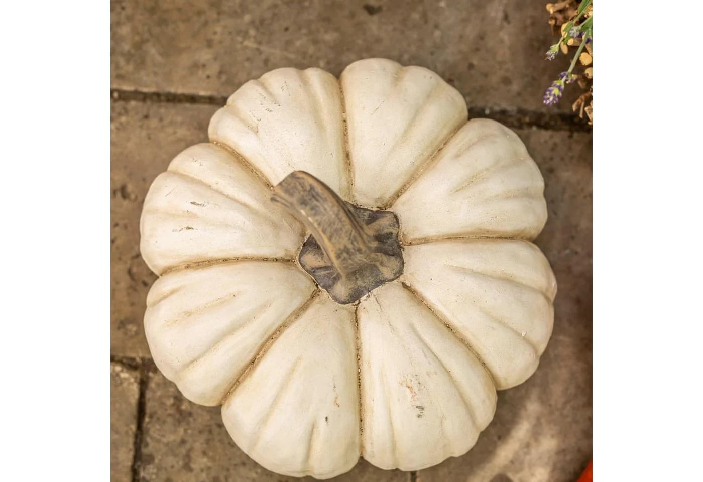 Dekofigur Kürbis Weiß 29 cm Herbstdeko Halloween Tischdeko - Bild 5
