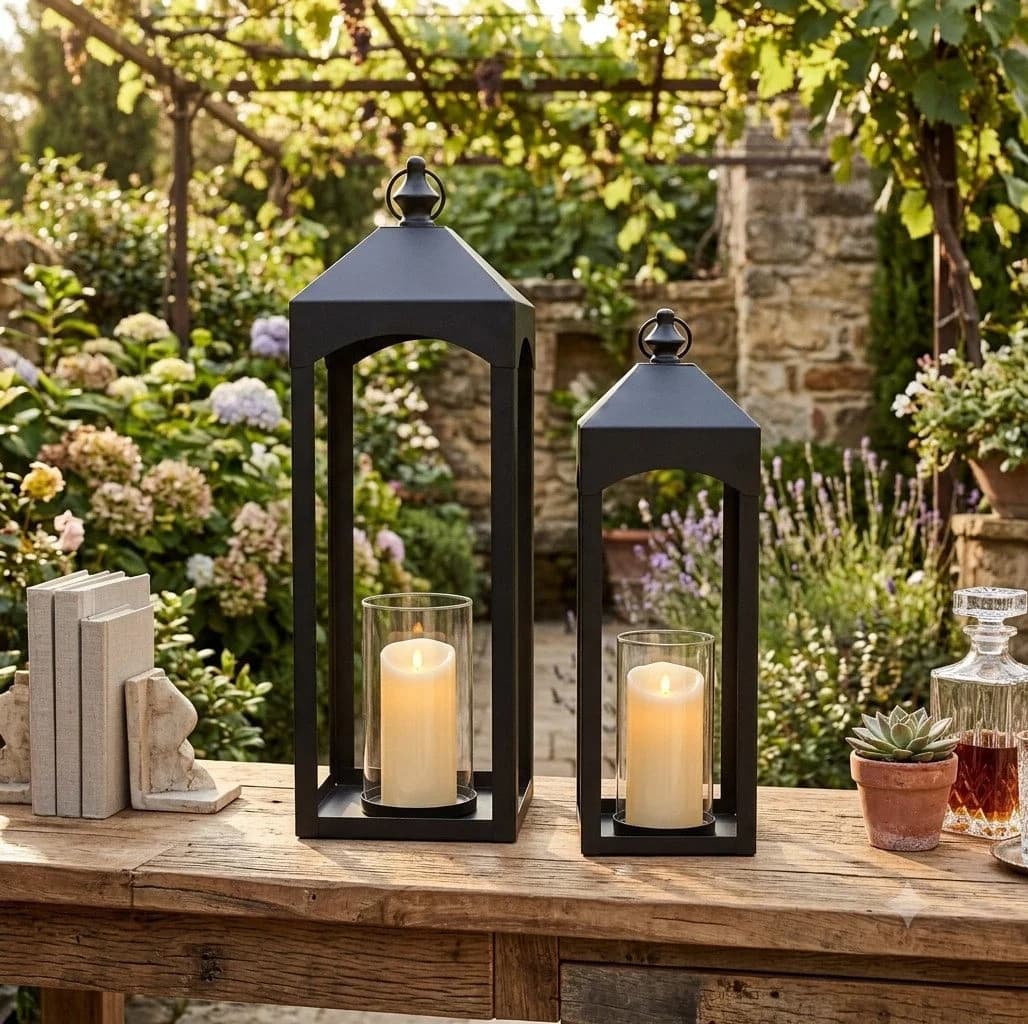 Home-trends24.de Kerzenlaterne Metall 2er-Set Schwarz - Bild 2