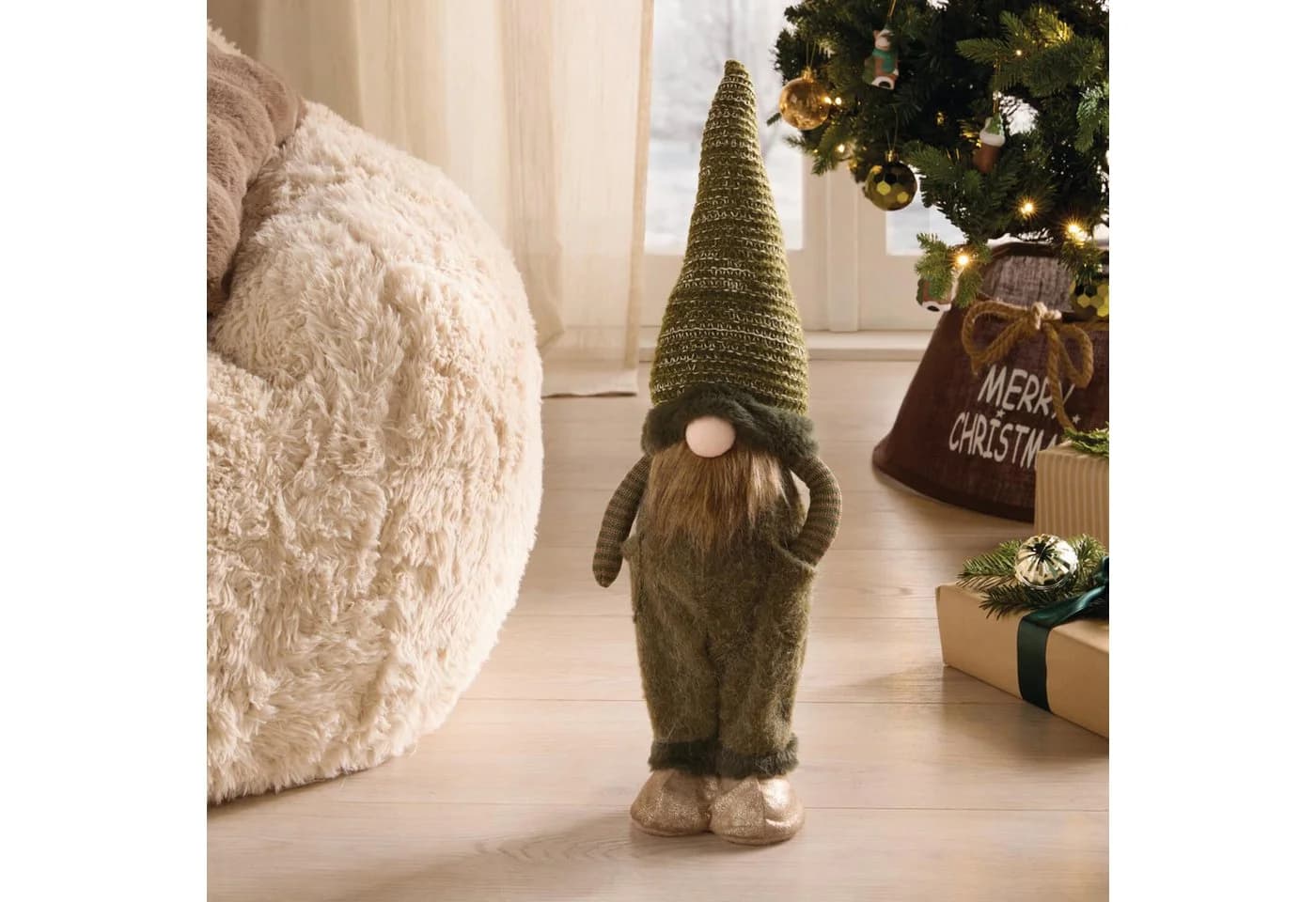 Home-trends24.de Wichtel XL Grün Deko Figur Gnom Zwerg 56cm Strickmütze