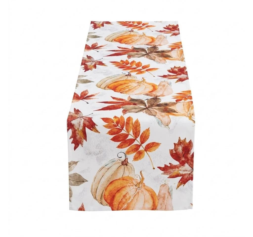 Home-trends24.de Tischläufer Herbstblätter Kürbisse Weiß - Bild 2