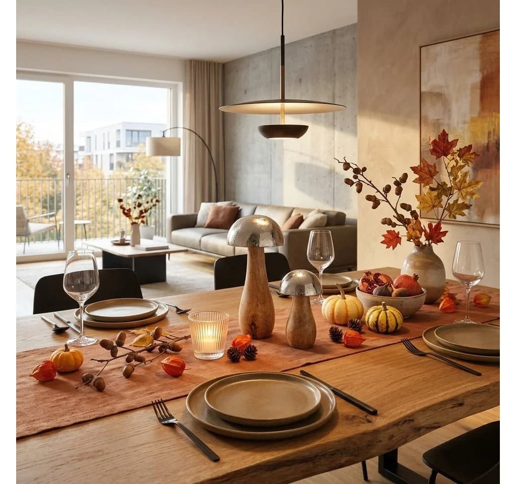 Home-trends24.de Dekofigur Pilz 2er-Set Mangoholz Silber Braun