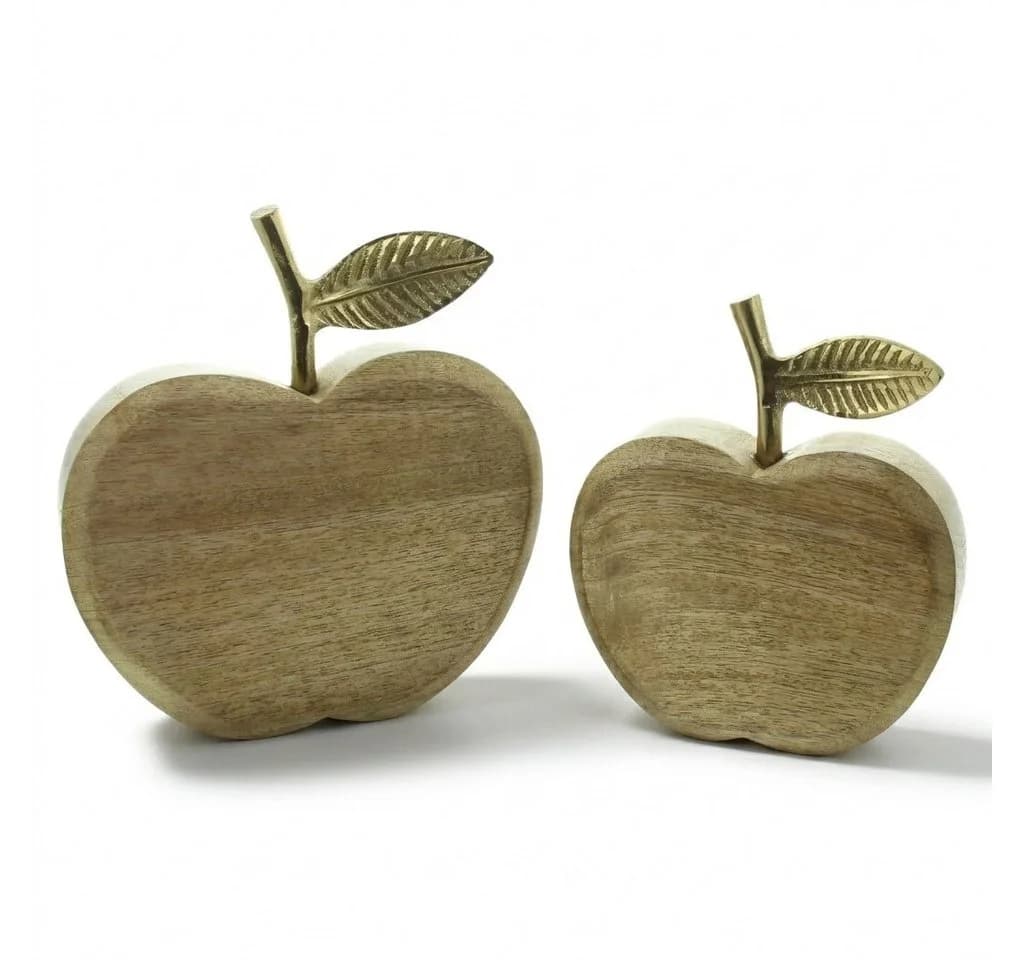 Home-trends24.de Dekofigur Apfel Mango Holz 2er-Set Gold - Bild 2