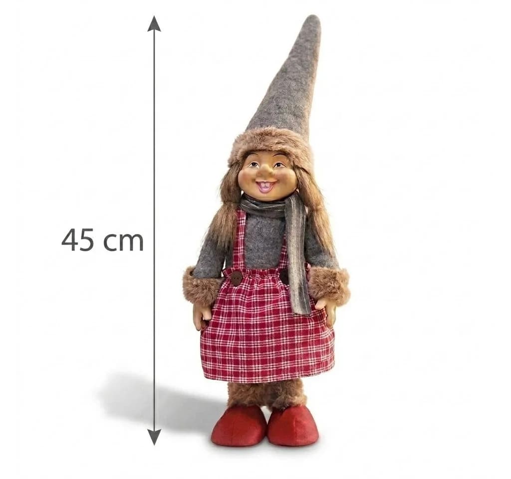 Home-trends24.de Wichtel Mädchen Dekofigur grau/rot 45 cm - Bild 2