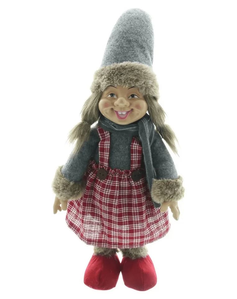 Home-trends24.de Wichtel Mädchen Dekofigur grau/rot 45 cm - Bild 3