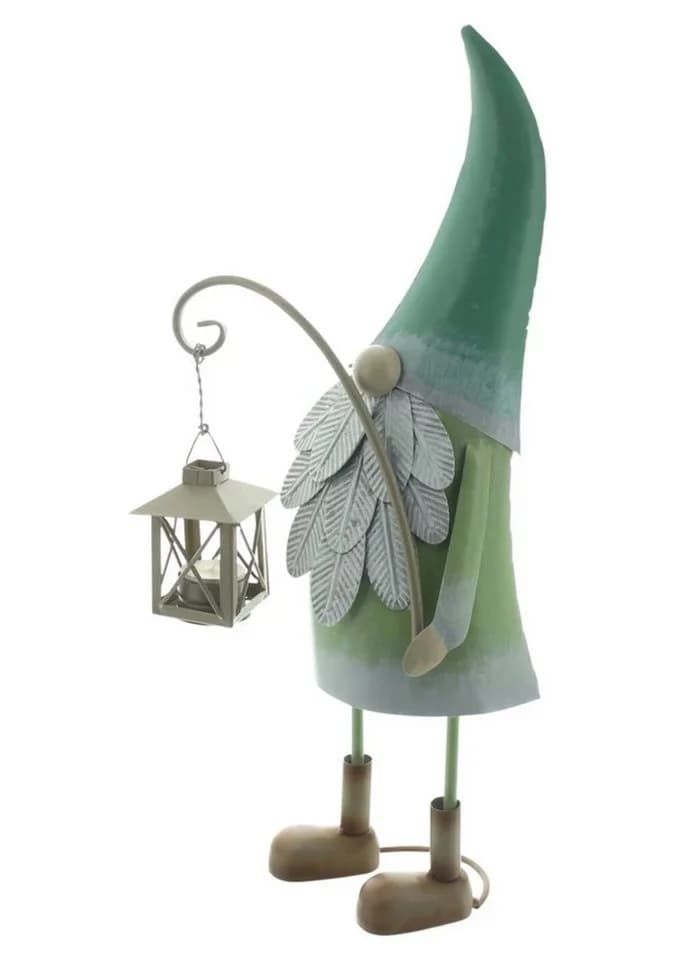 Home-trends24.de Gartenfigur Wichtel mit Laterne Grün/Braun Metall - Bild 3