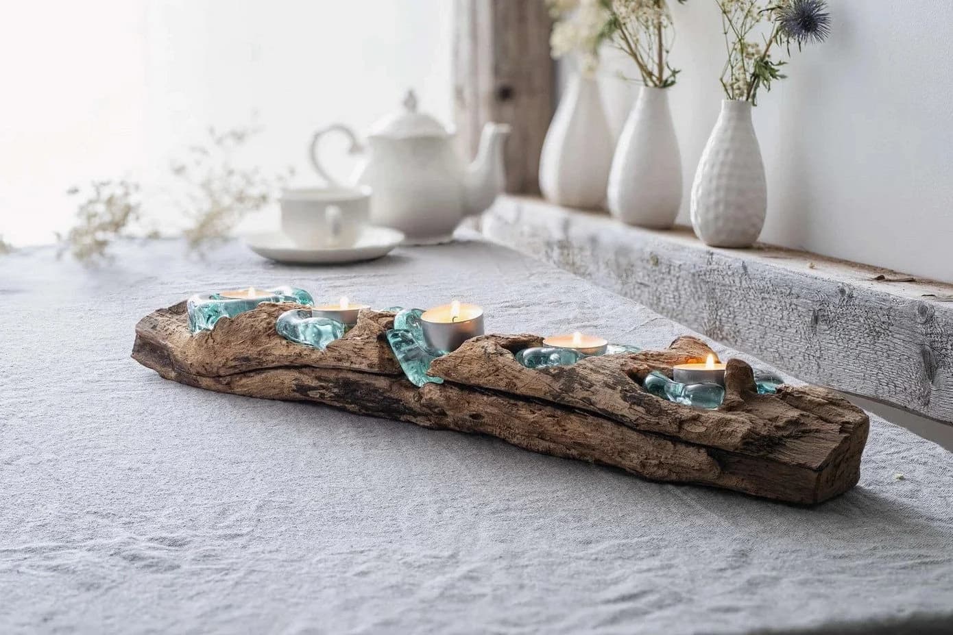 Home-trends24.de Teelichthalter Wurzel Beleuchtung Kerzenhalter Deko Unikat