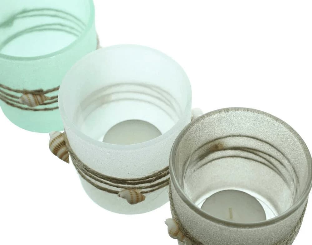 Home-trends24.de Windlicht Maritim 3er-Set Muscheln Teelichthalter Glas - Bild 3