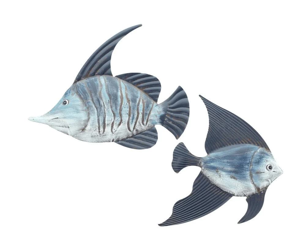 Home-trends24.de Wanddekoobjekt Metall Deko Fisch blau Maritim Wanddeko Figur Objekt 2er-Set - Bild 2