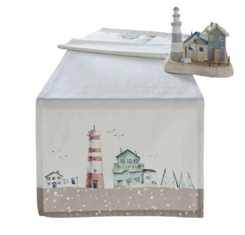 Home-trends24.de Tischläufer Maritim Leuchtturm Weiß Baumwolle - Bild 2