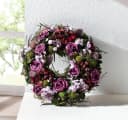 Home-trends24.de Dekokranz Rose Blüten Türkranz Tischkranz Lila Grün Bild 1