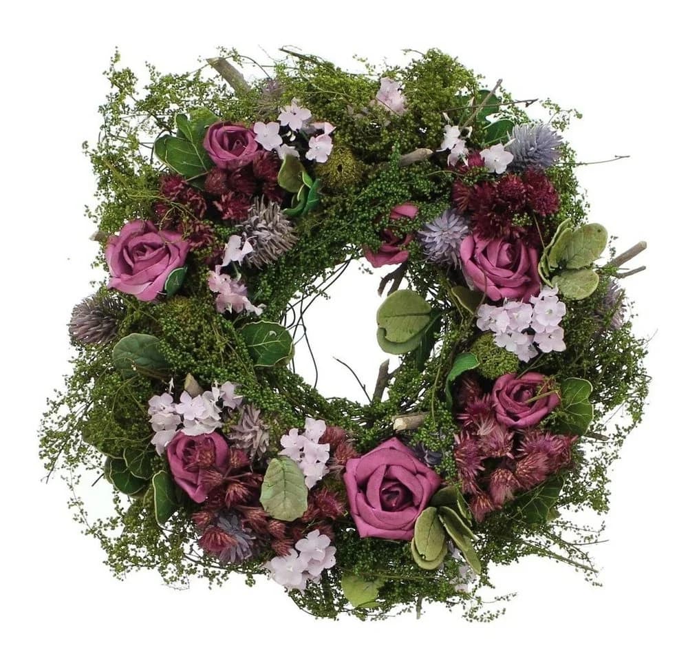 Home-trends24.de Dekokranz Rose Blüten Türkranz Tischkranz Lila Grün - Bild 2