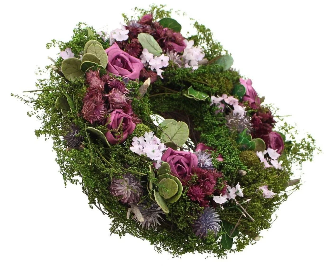 Home-trends24.de Dekokranz Rose Blüten Türkranz Tischkranz Lila Grün - Bild 3