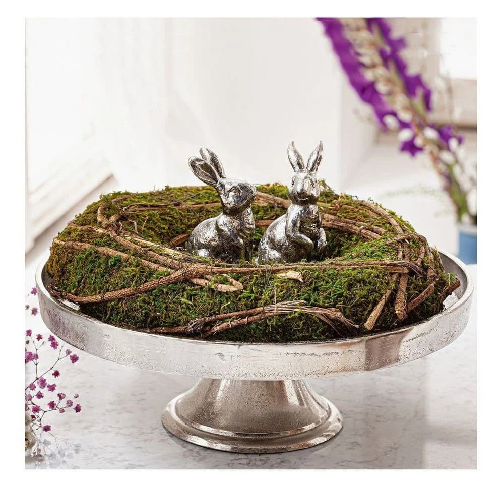 Home-trends24.de Dekoschale Silber Rund mit Standfuß Antik Look - Bild 3