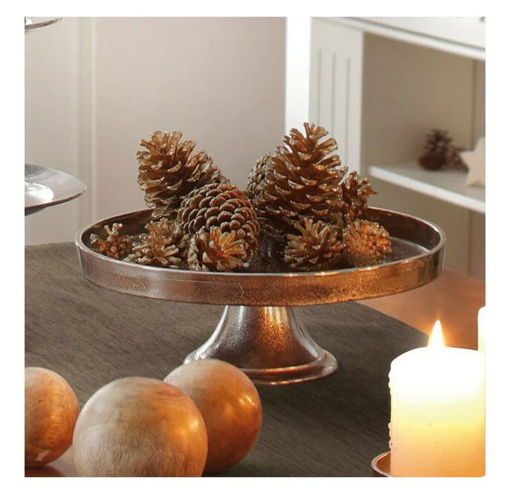 Home-trends24.de Dekoschale Silber Rund mit Standfuß Antik Look - Bild 5