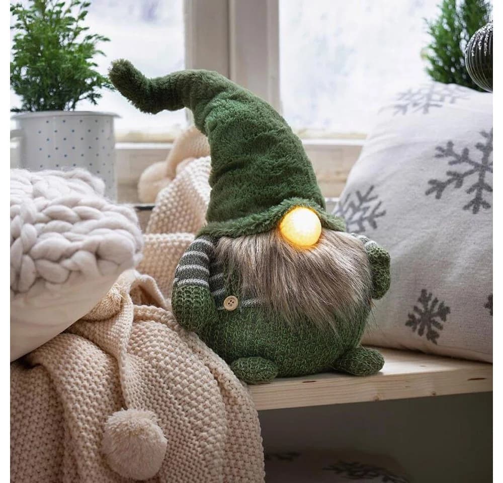 Home-trends24.de LED Wichtel Dekofigur Grün Herbstdeko 50 cm