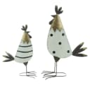 Home-trends24.de Dekofigur Hahn Huhn Metall Ostern Deko Figur Frühlingsdeko 2er Set Bild 2