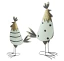 Home-trends24.de Dekofigur Hahn Huhn Metall Ostern Deko Figur Frühlingsdeko 2er Set Bild 3