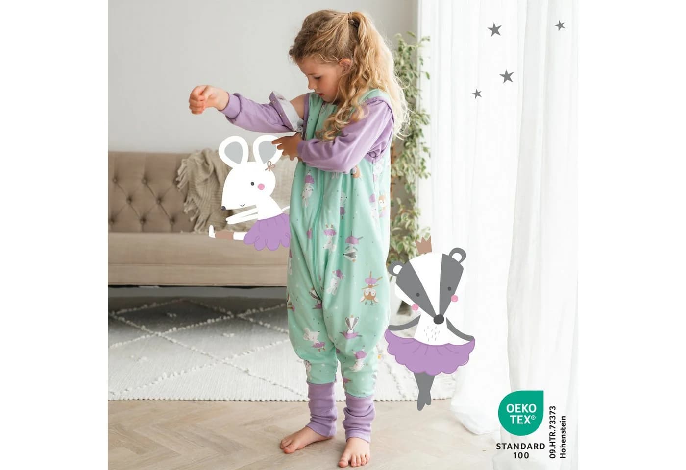 Schlummersack Kinderschlafsack 2.5 Tog Lila mit Füßen