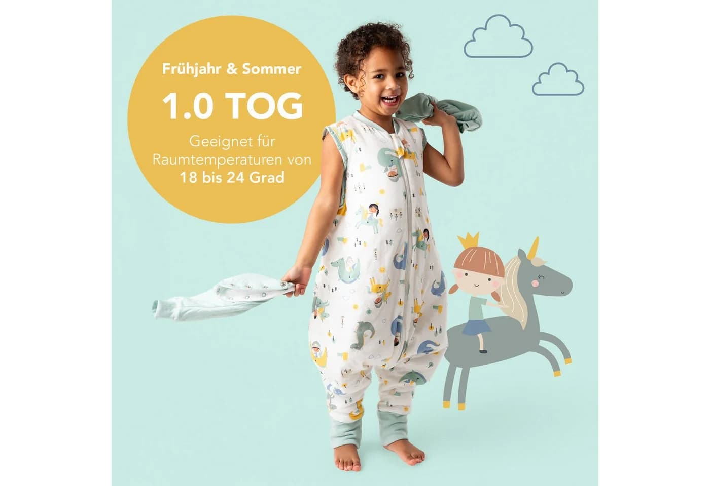 Kinderschlafsack mit Füßen und umklappbaren Bündchen 1.0 Tog OEKO-TEX - Bild 5