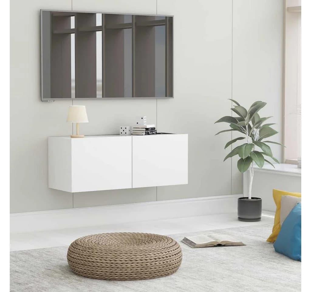 furnicato TV-Schrank Weiß Wandmontage Holzwerkstoff