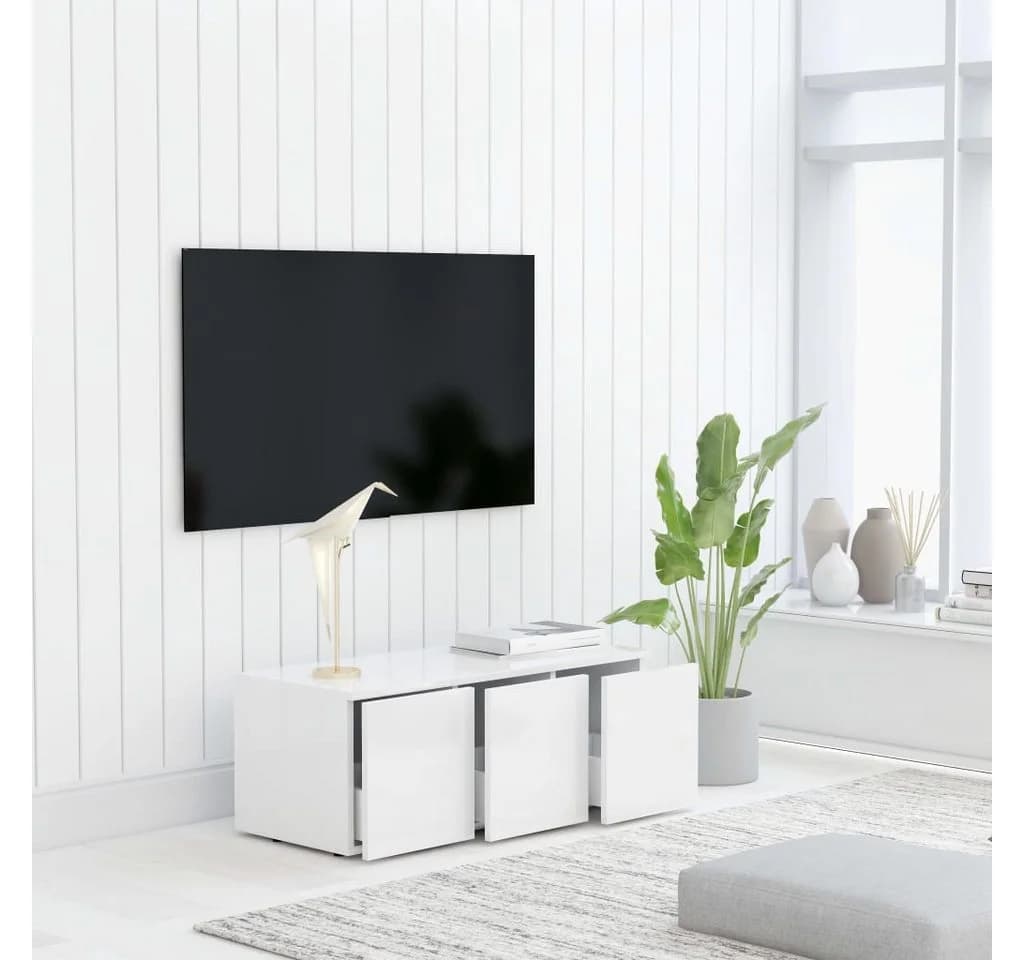 furnicato TV-Schrank Weiß 3 Schubladen Holzwerkstoff - Bild 2