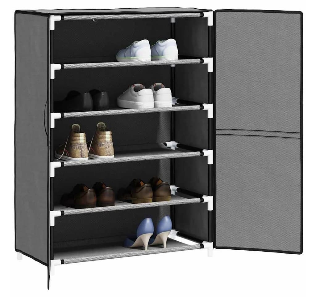 furnicato Schuhschrank Grau mit 5 Böden und Vliesstoffabdeckung - Bild 3
