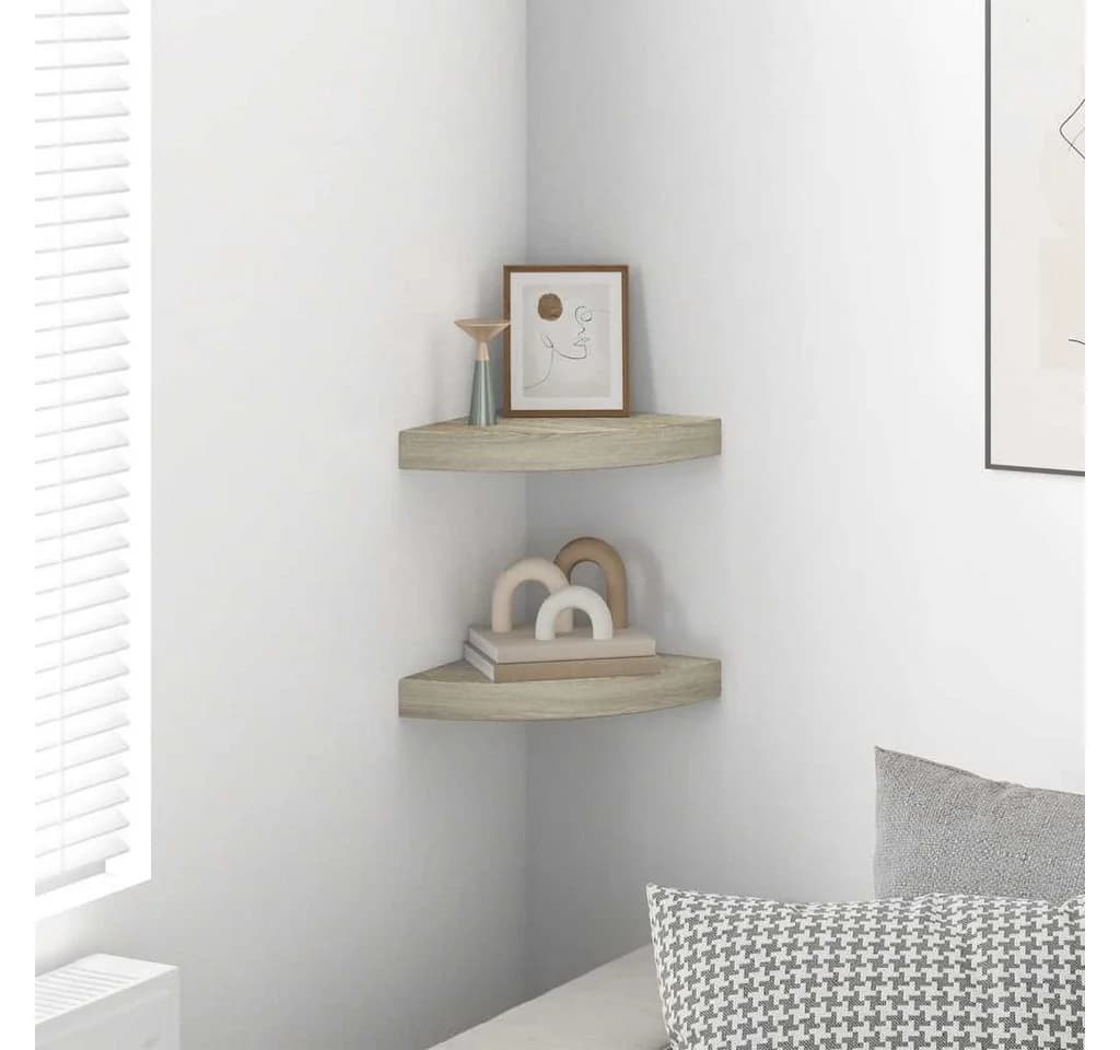 furnicato Eck-Schweberegale 2 Stk. Eichen-Optik 25x25x3,8 cm MDF - Bild 3