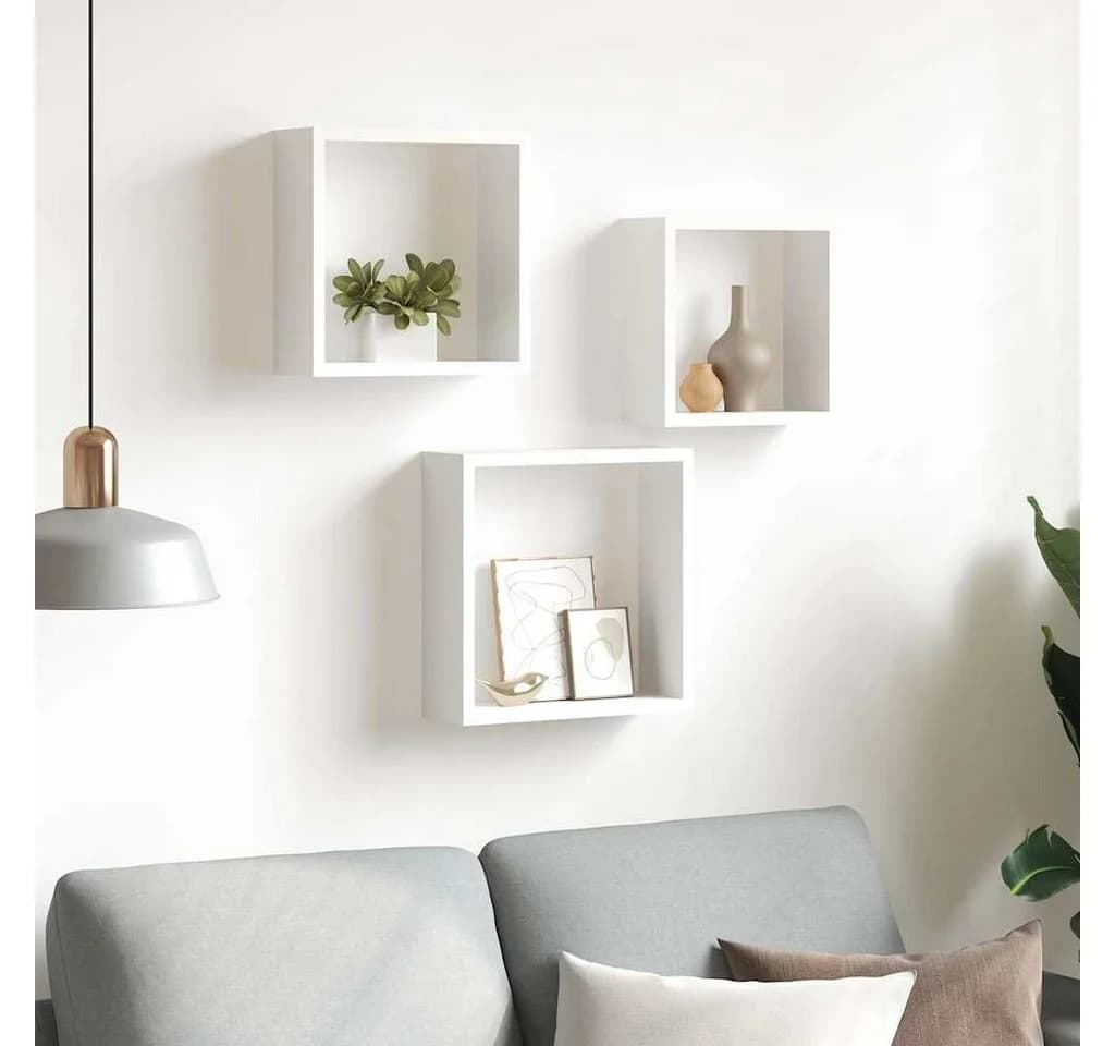 furnicato Regalwürfel Würfelregale 3 Stk. Weiß MDF - Bild 3